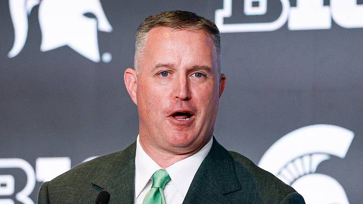 Jul 29, 2026; Chicago, IL, USA; Michigan State Football head coach Pat Fitzgerald speaks during Big Ten Media Days at Hilton Chicago. Mandatory Credit: Kamil Krzaczynski-Imagn Images Jul 29, 2026; Chicago, IL, USA; Michigan State Football head coach Pat Fitzgerald speaks during Big Ten Media Days at Hilton Chicago. Mandatory Credit: Kamil Krzaczynski-Imagn Images
