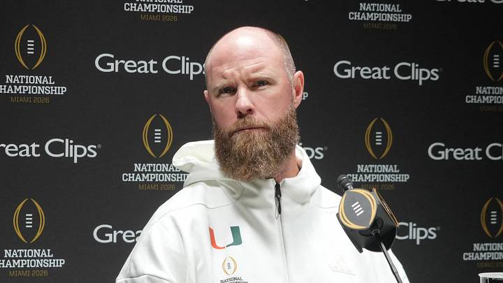 Jan 17, 2026; Miami, Florida, USA; Miami Hurricanes defensive coordinator Corey Hetherman during media day for the 2025 College Football Playoff National Championship at Miami Beach Convention Center. Mandatory Credit: Kirby Lee-Imagn Images Jan 17, 2026; Miami, Florida, USA; Miami Hurricanes defensive coordinator Corey Hetherman during media day for the 2025 College Football Playoff National Championship at Miami Beach Convention Center. Mandatory Credit: Kirby Lee-Imagn Images