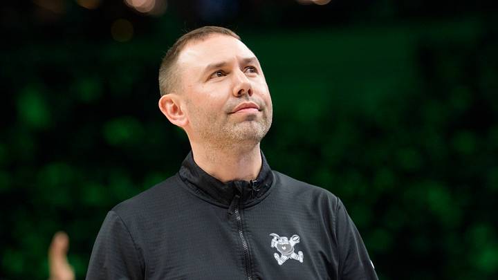 Apr 25, 2026; Minneapolis, Minnesota, USA; Denver Nuggets head coach David Adelman calls a time out against the Minnesota Timberwolves in the fourth quarter at Target Center. Mandatory Credit: Matt Blewett-Imagn Images