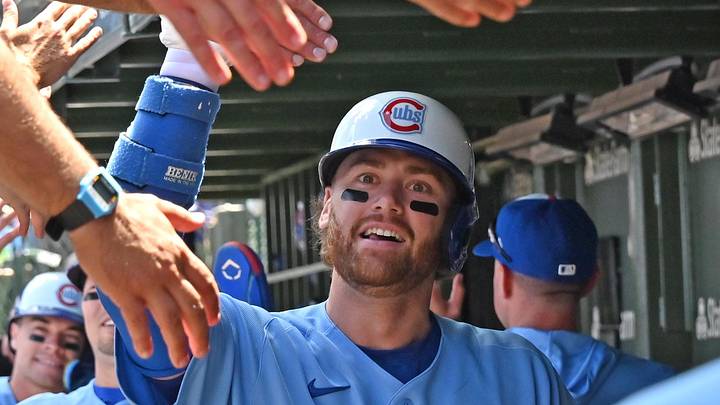 Jun 19, 2026; Chicago, Illinois, USA; Chicago Cubs catcher Carson Kelly (15) celebrates his grand slam with teammates in the dugout against the Toronto Blue Jays during the first inning at Wrigley Field. Mandatory Credit: Patrick Gorski-Imagn Images Jun 19, 2026; Chicago, Illinois, USA; Chicago Cubs catcher Carson Kelly (15) celebrates his grand slam with teammates in the dugout against the Toronto Blue Jays during the first inning at Wrigley Field. Mandatory Credit: Patrick Gorski-Imagn Images