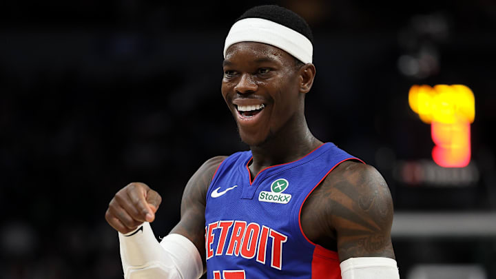 Mar 30, 2025; Minneapolis, Minnesota, USA; Detroit Pistons guard Dennis Schroder (17) reacts during the second quarter against the Minnesota Timberwolves at Target Center. Mandatory Credit: Matt Krohn-Imagn Images Mar 30, 2025; Minneapolis, Minnesota, USA; Detroit Pistons guard Dennis Schroder (17) reacts during the second quarter against the Minnesota Timberwolves at Target Center. Mandatory Credit: Matt Krohn-Imagn Images