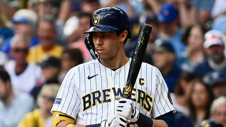 Sep 27, 2026; Milwaukee, Wisconsin, USA; Milwaukee Brewers designated hitter Christian Yelich (22), who was named team captain, gets ready to bat in the first inning against the St. Louis Cardinals at American Family Field. Mandatory Credit: Benny Sieu-Imagn Images Sep 27, 2026; Milwaukee, Wisconsin, USA; Milwaukee Brewers designated hitter Christian Yelich (22), who was named team captain, gets ready to bat in the first inning against the St. Louis Cardinals at American Family Field. Mandatory Credit: Benny Sieu-Imagn Images