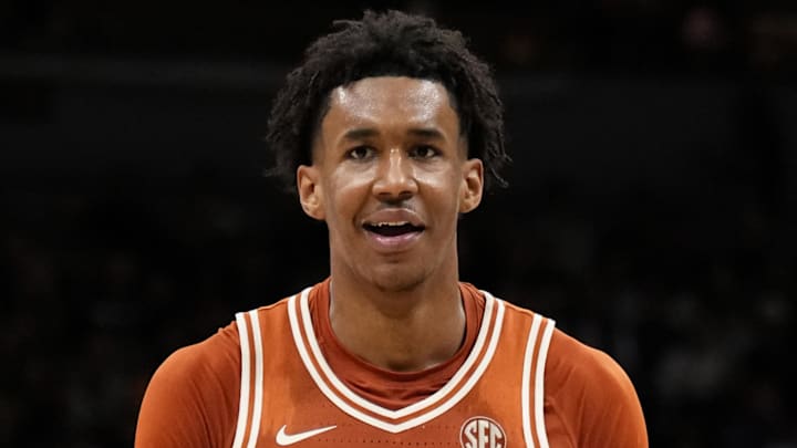 Feb 14, 2026; Columbia, Missouri, USA; Texas Longhorns forward Dailyn Swain (3) reacts to a called foul during the second half of the game against the Missouri Tigers at Mizzou Arena. Mandatory Credit: Denny Medley-Imagn Images Feb 14, 2026; Columbia, Missouri, USA; Texas Longhorns forward Dailyn Swain (3) reacts to a called foul during the second half of the game against the Missouri Tigers at Mizzou Arena. Mandatory Credit: Denny Medley-Imagn Images