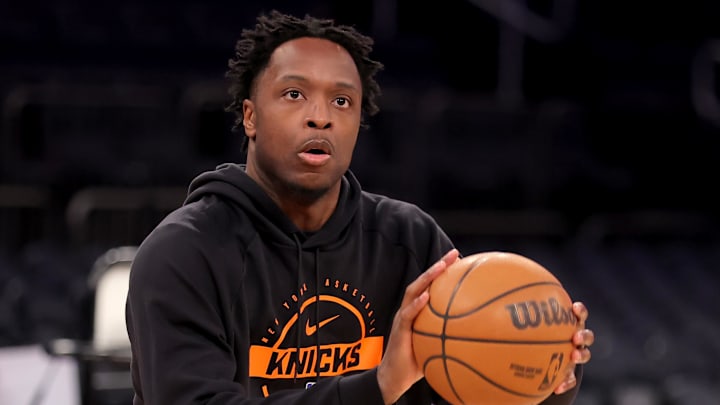 Jan 27, 2026; New York, New York, USA; New York Knicks forward OG Anunoby (8) warms up before a game against the Sacramento Kings at Madison Square Garden. Mandatory Credit: Brad Penner-Imagn Images Jan 27, 2026; New York, New York, USA; New York Knicks forward OG Anunoby (8) warms up before a game against the Sacramento Kings at Madison Square Garden. Mandatory Credit: Brad Penner-Imagn Images