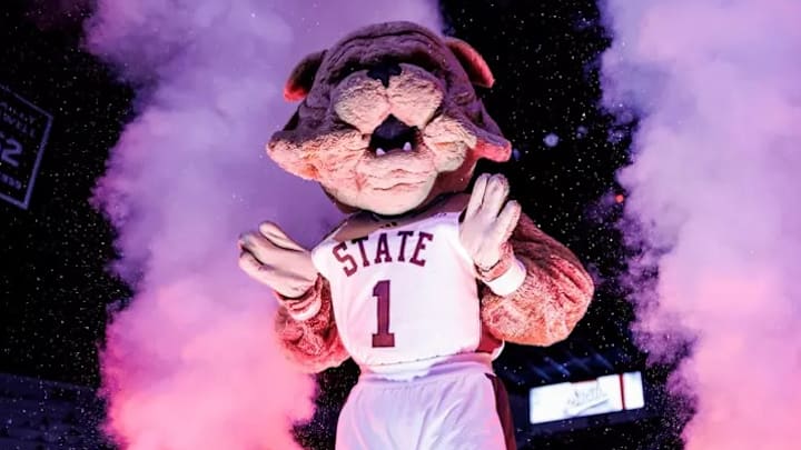 Mississippi State Mascot Bully during the game between the North Alabama Lions and the Mississippi State Bulldogs at Humphrey Coliseum in Starkville, MS.