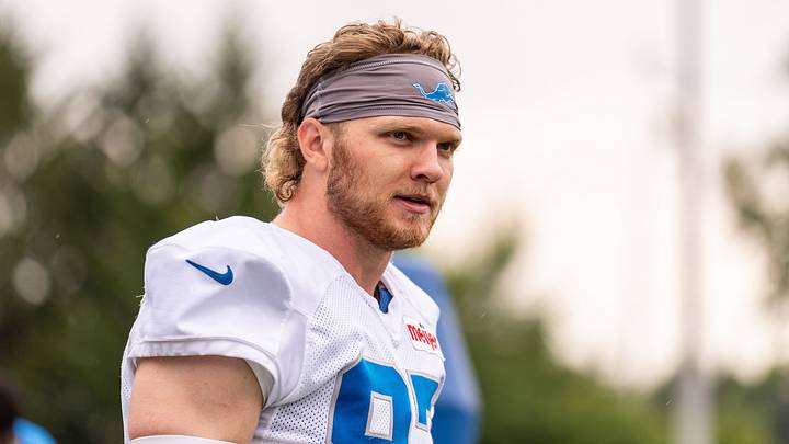Aug 2, 2026; Allen Park, MI, USA; Detroit Lions defensive end Aidan Hutchinson (97) walks off the field following Detroit Lions training camp at Meijer Performance Center. Mandatory Credit: Paul Barnick-Imagn Images Aug 2, 2026; Allen Park, MI, USA; Detroit Lions defensive end Aidan Hutchinson (97) walks off the field following Detroit Lions training camp at Meijer Performance Center. Mandatory Credit: Paul Barnick-Imagn Images