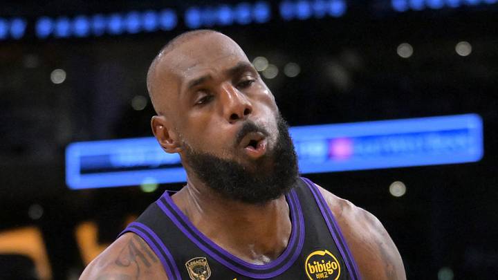 Los Angeles Lakers forward LeBron James (23) reacts after he was fouled by Houston Rockets forward Jae'Sean Tate (8) in the first half of game two of the first round of the 2026 NBA Playoffs at Crypto.com Arena on Apr 21, 2026. Los Angeles Lakers forward LeBron James (23) reacts after he was fouled by Houston Rockets forward Jae'Sean Tate (8) in the first half of game two of the first round of the 2026 NBA Playoffs at Crypto.com Arena on Apr 21, 2026.