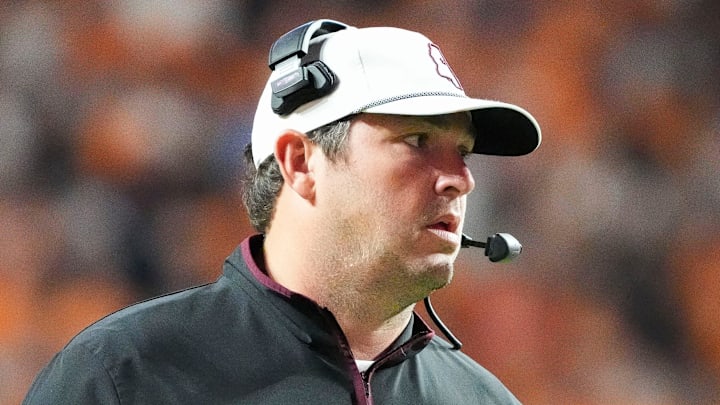 Mississippi State Bulldogs coach Jeff Lebby during a college football game against the Tennessee Volunteers at Neyland Stadium in Knoxville, Tenn.
