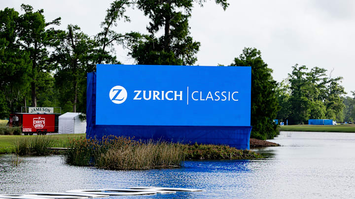 A general view of the signage at the PGA Tour's Zurich Classic of New Orleans golf tournament