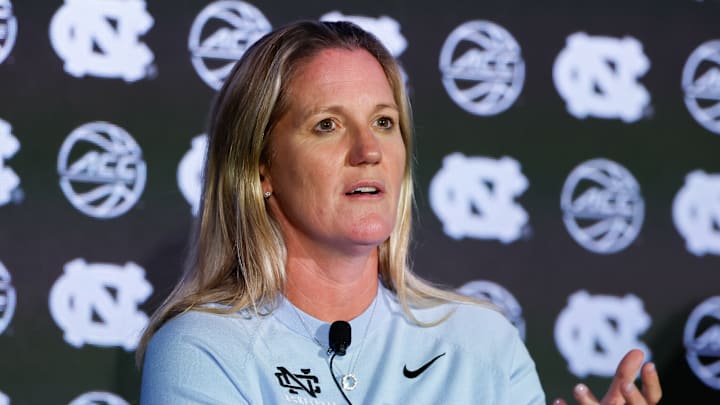 North Carolina head coach Courtney Banghart at the 2025 ACC Tipoff 