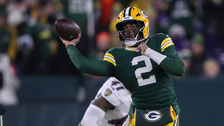 Green Bay Packers quarterback Malik Willis (2) passes the ball against the Baltimore Ravens on Saturday, December 27, 2025, at Lambeau Field in Green Bay, Wis. The Ravens won the game, 41-24.
Tork Mason/USA TODAY NETWORK-Wisconsin Green Bay Packers quarterback Malik Willis (2) passes the ball against the Baltimore Ravens on Saturday, December 27, 2025, at Lambeau Field in Green Bay, Wis. The Ravens won the game, 41-24.
Tork Mason/USA TODAY NETWORK-Wisconsin