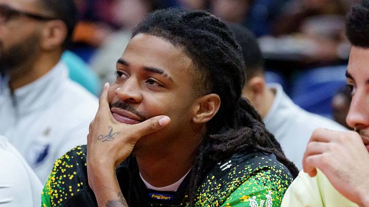 Nov 26, 2025; New Orleans, Louisiana, USA; Memphis Grizzlies guard Ja Morant (left) watches a game against the New Orleans Pelicans at Smoothie King Center. Mandatory Credit: Matthew Hinton-Imagn Images Nov 26, 2025; New Orleans, Louisiana, USA; Memphis Grizzlies guard Ja Morant (left) watches a game against the New Orleans Pelicans at Smoothie King Center. Mandatory Credit: Matthew Hinton-Imagn Images