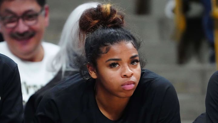 Jan 19, 2024; Boulder, Colorado, USA; Colorado Buffaloes guard Shelomi Sanders (22) on the bench in the fourth quarter against the UCLA Bruins at the CU Events Center. Jan 19, 2024; Boulder, Colorado, USA; Colorado Buffaloes guard Shelomi Sanders (22) on the bench in the fourth quarter against the UCLA Bruins at the CU Events Center.
