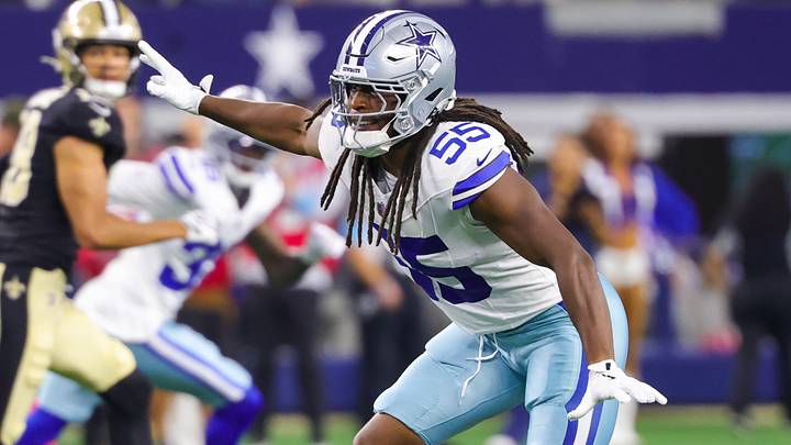 Dallas Cowboys linebacker Jaishawn Barham on defense during the first half against the New Orleans Saints.