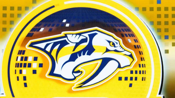 Jun 28, 2024; Las Vegas, Nevada, USA; Egor Surin is selected by the Nashville Predators with the 22nd overall pick in the first round of the 2024 NHL Draft at The Sphere. Mandatory Credit: Stephen R. Sylvanie-Imagn Images