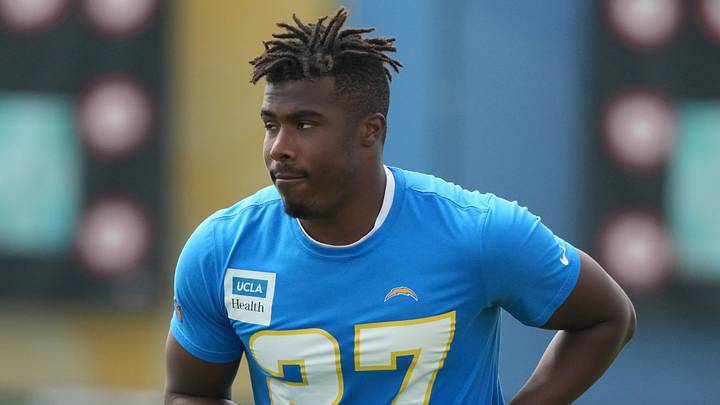 May 11, 2026; El Segundo, CA, USA; Los Angeles Chargers safety RJ Mickens (27) during offseason workouts at The Bolt. Mandatory Credit: Kirby Lee-Imagn Images May 11, 2026; El Segundo, CA, USA; Los Angeles Chargers safety RJ Mickens (27) during offseason workouts at The Bolt. Mandatory Credit: Kirby Lee-Imagn Images