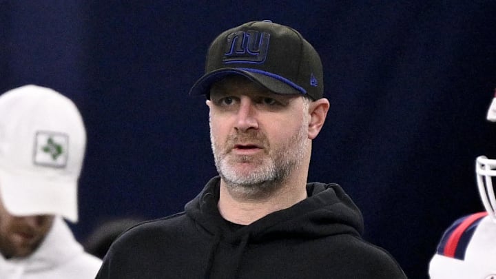 Shane Bowen of the New York Giants looks on from the sidelines during the first half against the East at AT&T Stadium.  