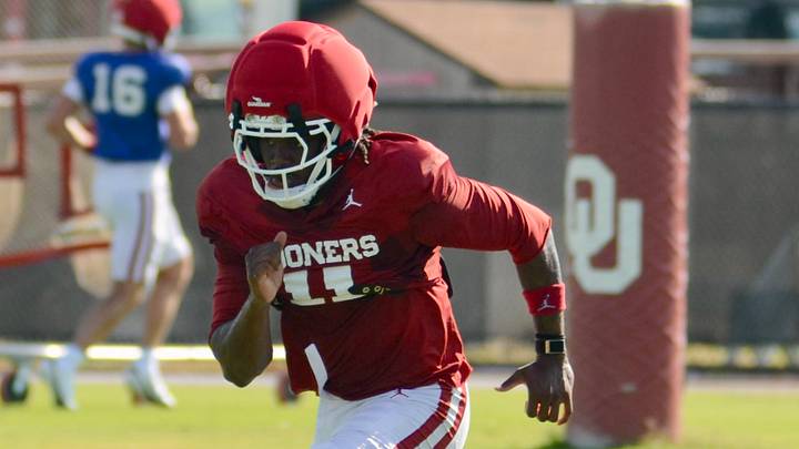 Oklahoma wide receiver Trell Harris goes through a drill during practice. Harris is a key part of the Sooners' rebuilt wide receivers room. Oklahoma wide receiver Trell Harris goes through a drill during practice. Harris is a key part of the Sooners' rebuilt wide receivers room.