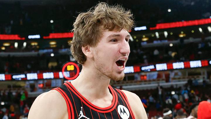 Oct 31, 2025; Chicago, Illinois, USA; Chicago Bulls forward Matas Buzelis (14) celebrates after team's win against the New York Knicks at United Center. Mandatory Credit: Kamil Krzaczynski-Imagn Images Oct 31, 2025; Chicago, Illinois, USA; Chicago Bulls forward Matas Buzelis (14) celebrates after team's win against the New York Knicks at United Center. Mandatory Credit: Kamil Krzaczynski-Imagn Images