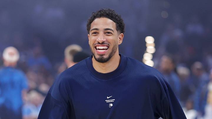 Oct 13, 2026; Oklahoma City, Oklahoma, USA; Indiana Pacers guard Tyrese Haliburton (0) runs down the court before a game against the Oklahoma City Thunder at Paycom Center. Mandatory Credit: Alonzo Adams-Imagn Images