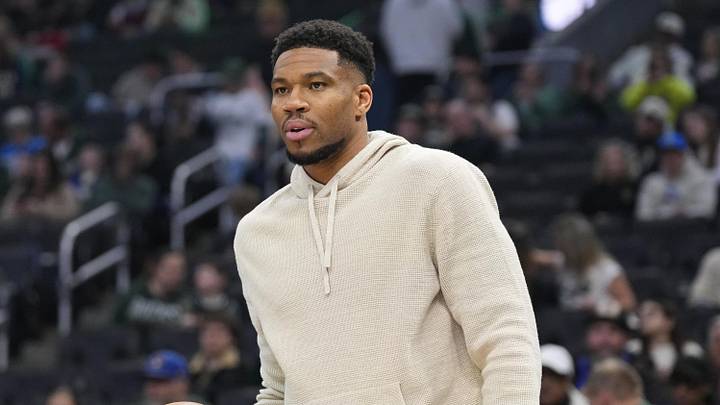 Apr 10, 2026; Milwaukee, Wisconsin, USA; Milwaukee Bucks forward Giannis Antetokounmpo (34) looks on prior to the game against the Brooklyn Nets at Fiserv Forum. Mandatory Credit: Jeff Hanisch-Imagn Images Apr 10, 2026; Milwaukee, Wisconsin, USA; Milwaukee Bucks forward Giannis Antetokounmpo (34) looks on prior to the game against the Brooklyn Nets at Fiserv Forum. Mandatory Credit: Jeff Hanisch-Imagn Images