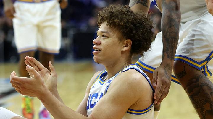 Mar 20, 2026; Philadelphia, PA, USA; UCLA Bruins guard Trent Perry (0) reacts in the second half during a first round game of the men's 2026 NCAA Tournament at Xfinity Mobile Arena. Mandatory Credit: Bill Streicher-Imagn Images Mar 20, 2026; Philadelphia, PA, USA; UCLA Bruins guard Trent Perry (0) reacts in the second half during a first round game of the men's 2026 NCAA Tournament at Xfinity Mobile Arena. Mandatory Credit: Bill Streicher-Imagn Images
