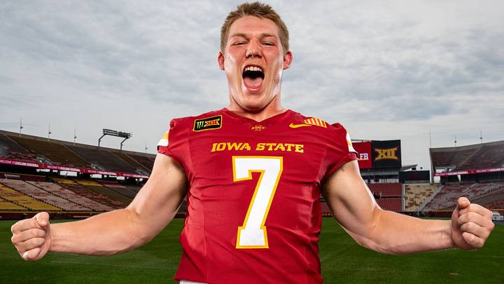 Linebacker Sullivan Schlimgen stands for a photo during Iowa State Football media day at Jack Trice Stadium in Ames, Wednesday, August 19, 2026. Linebacker Sullivan Schlimgen stands for a photo during Iowa State Football media day at Jack Trice Stadium in Ames, Wednesday, August 19, 2026.