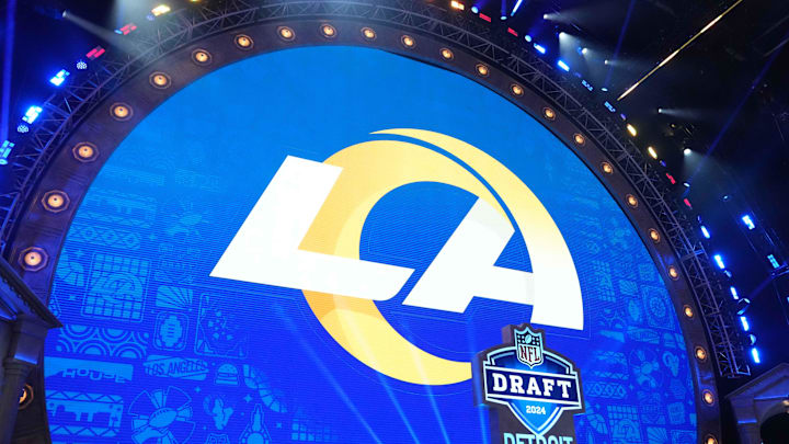 Los Angeles Rams logo at the NFL Draft. Mandatory Credit: Kirby Lee-Imagn Images