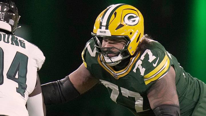 Green Bay Packers lineman Jordan Morgan will take over at left tackle in 2026. Green Bay Packers lineman Jordan Morgan will take over at left tackle in 2026.