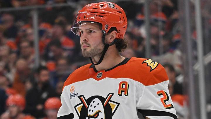 Apr 20, 2026; Edmonton, Alberta, CAN; Anaheim Ducks center Mason McTavish (23) is seen out on the ice in a game against the Edmonton Oilers in game one of the first round of the 2026 Stanley Cup Playoffs during the second period at Rogers Place. Mandatory Credit: Walter Tychnowicz-Imagn Images