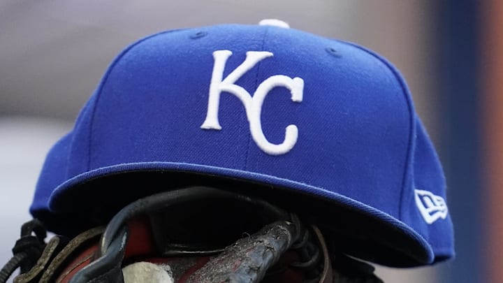 Jul 30, 2021; Toronto, Ontario, CAN; A Kansas City Royals hat and glove in the dugout during a game against the Toronto Blue Jays at Rogers Centre. Jul 30, 2021; Toronto, Ontario, CAN; A Kansas City Royals hat and glove in the dugout during a game against the Toronto Blue Jays at Rogers Centre.