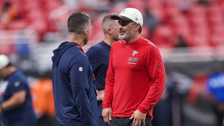 Atlanta Falcons head coach Kevin Stefanski on the field before a game against the Denver Broncos at Mercedes-Benz Stadium. Atlanta Falcons head coach Kevin Stefanski on the field before a game against the Denver Broncos at Mercedes-Benz Stadium.