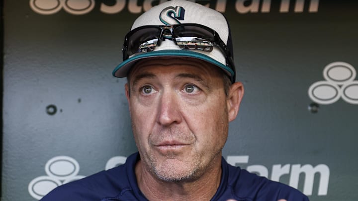 Seattle Mariners manager Dan Wilson speaks before a baseball game against the Chicago Cubs at Wrigley Field on June 22. Seattle Mariners manager Dan Wilson speaks before a baseball game against the Chicago Cubs at Wrigley Field on June 22.