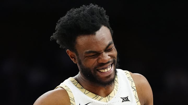 Feb 21, 2026; Boulder, Colorado, USA; Colorado Buffaloes guard Barrington Hargress (24) reacts in the second half against the Oklahoma State Cowboys at the CU Events Center.