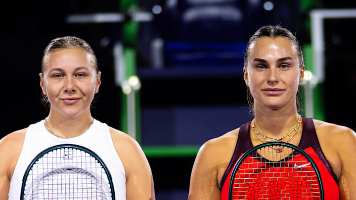 Aryna Sabalenka and Amanda Anisimova at the WTA Finals 2025