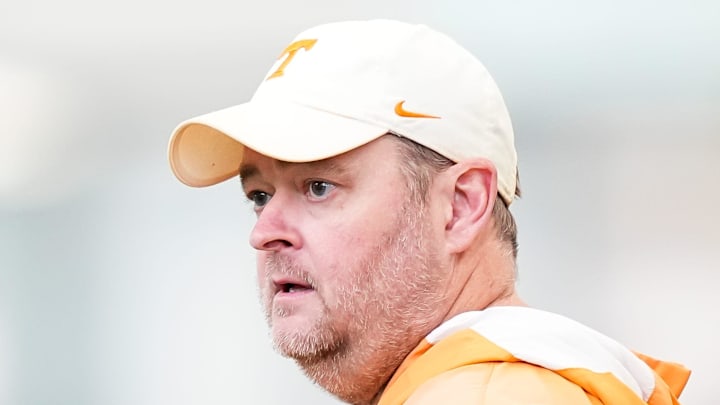 Tennessee coach Josh Heupel during the Vols' spring football practice in Knoxville on March 17, 2026.