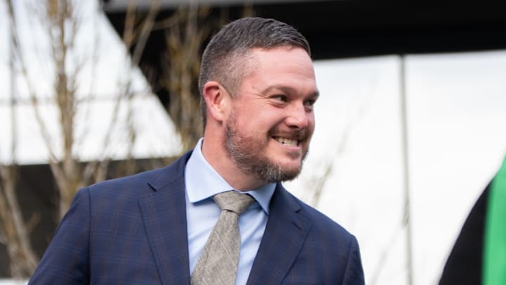 oregon ducks coach dan lanning greets fans before a college football playoff first round game vs. James Madison at Autzen Stadium