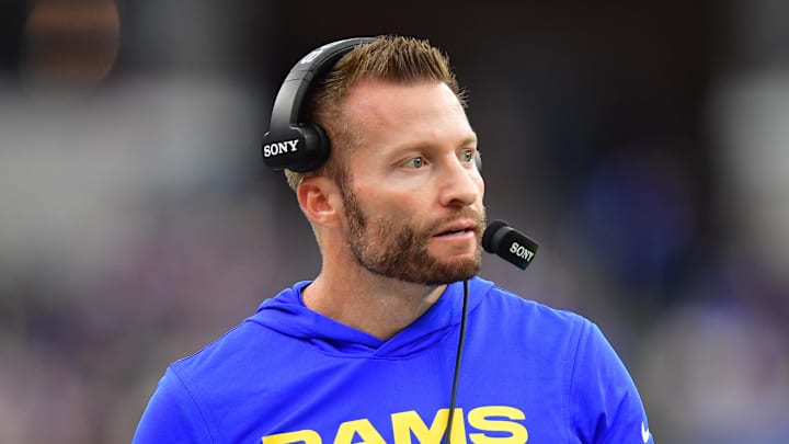Jan 4, 2026; Inglewood, California, USA; Los Angeles Rams head coach Sean McVay stands on the sidelines against the Arizona Cardinals during the first half at SoFi Stadium. Mandatory Credit: Gary A. Vasquez-Imagn Images Jan 4, 2026; Inglewood, California, USA; Los Angeles Rams head coach Sean McVay stands on the sidelines against the Arizona Cardinals during the first half at SoFi Stadium. Mandatory Credit: Gary A. Vasquez-Imagn Images