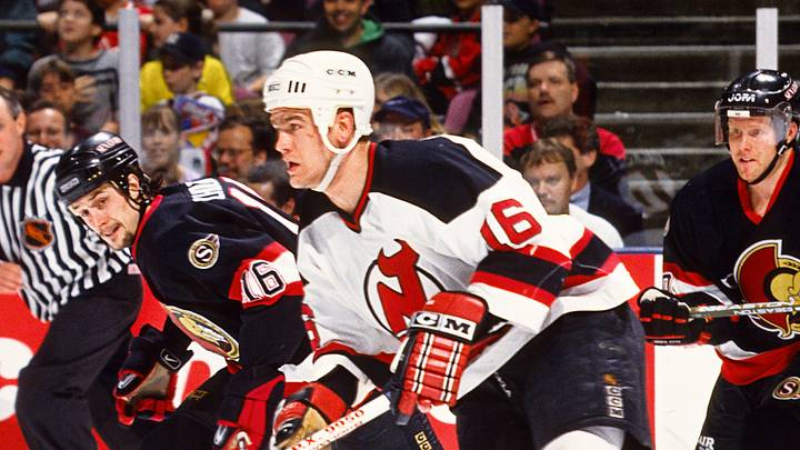 Apr 3, 1998; East Rutherford, NJ; New Jersey Devils center Bobby Holik (16) in action against the Ottawa Senators at Continental Airlines Arena. Mandatory Credit: Lou Capozzola-USA TODAY NETWORK Apr 3, 1998; East Rutherford, NJ; New Jersey Devils center Bobby Holik (16) in action against the Ottawa Senators at Continental Airlines Arena. Mandatory Credit: Lou Capozzola-USA TODAY NETWORK