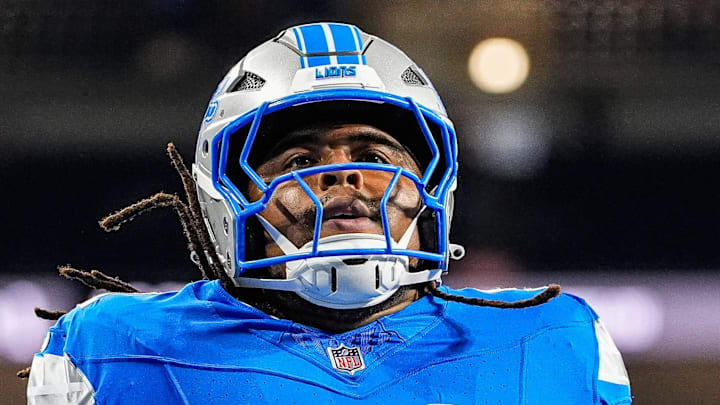 Detroit Lions defensive tackle Tyleik Williams (91) warms up ahead of the Houston Texans preseason game 