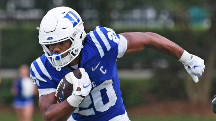 Sep 5, 2026; Durham, North Carolina, USA; Duke Blue Devils running back Nate Sheppard (20) runs the ball against the Tulane Green Wave during the second quarter at Wallace Wade Stadium. Mandatory Credit: Zachary Taft-Imagn Images Sep 5, 2026; Durham, North Carolina, USA; Duke Blue Devils running back Nate Sheppard (20) runs the ball against the Tulane Green Wave during the second quarter at Wallace Wade Stadium. Mandatory Credit: Zachary Taft-Imagn Images
