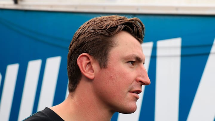 Jacksonville Jaguars offensive coordinator Grant Udinski before an NFL preseason matchup at EverBank Stadium, Saturday, Aug. 9, 2025 in Jacksonville, Fla. [Corey Perrine/Florida Times-Union]