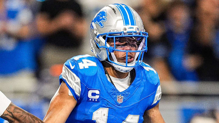 Detroit Lions wide receiver Amon-Ra St. Brown (14). Detroit Lions wide receiver Amon-Ra St. Brown (14).
