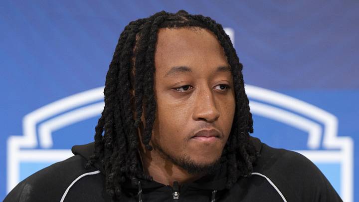 New Seattle Seahawks defensive back Julian Neal speaks to members of the media