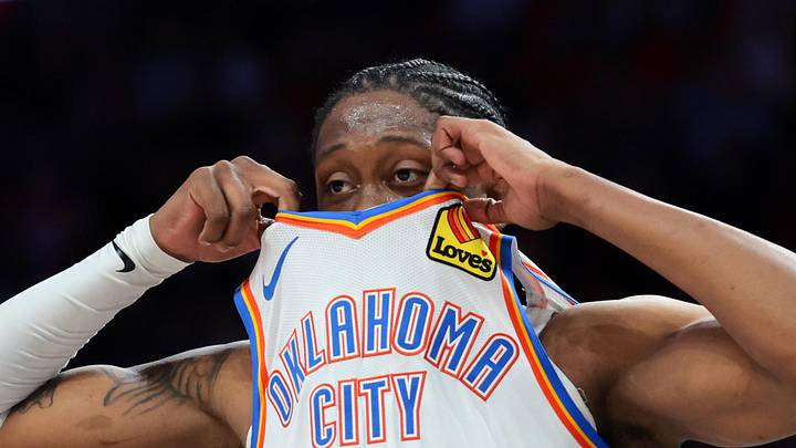 Jan 17, 2026; Miami, Florida, USA; Oklahoma City Thunder guard Jalen Williams (8) reacts against the Miami Heat during the second quarter at Kaseya Center. Mandatory Credit: Sam Navarro-Imagn Images Jan 17, 2026; Miami, Florida, USA; Oklahoma City Thunder guard Jalen Williams (8) reacts against the Miami Heat during the second quarter at Kaseya Center. Mandatory Credit: Sam Navarro-Imagn Images