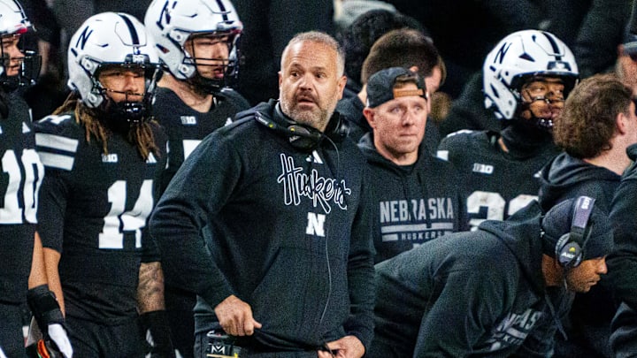 Nebraska Cornhuskers head coach Matt Rhule watches play during the second quarter against the Southern California Trojans at Memorial Stadium. Nebraska Cornhuskers head coach Matt Rhule watches play during the second quarter against the Southern California Trojans at Memorial Stadium.
