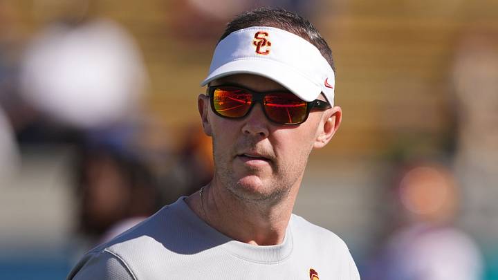 Oct 28, 2023; Berkeley, California, USA; USC Trojans head coach Lincoln Riley before the game against the California Golden Bears at California Memorial Stadium. Mandatory Credit: Darren Yamashita-USA TODAY Sports