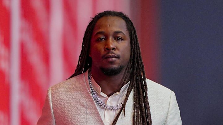 Dec 25, 2025; Kansas City, Missouri, USA; Kansas City Chiefs running back Kareem Hunt (29) enters the stadium before the game at GEHA Field at Arrowhead Stadium. Mandatory Credit: Jay Biggerstaff-Imagn Images