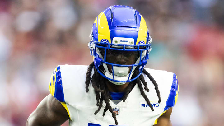 Dec 7, 2025; Glendale, Arizona, USA; Los Angeles Rams wide receiver Davante Adams (17) against the Arizona Cardinals at State Farm Stadium. Mandatory Credit: Mark J. Rebilas-Imagn Images