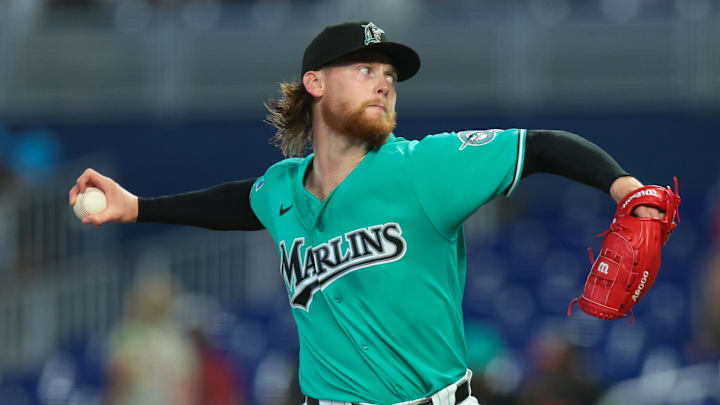 Miami Marlins starting pitcher Max Meyer.